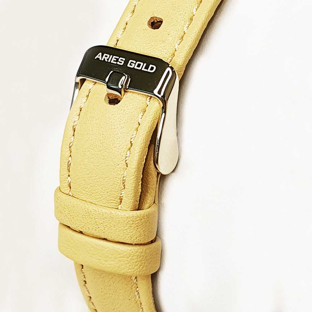 ARIES GOLD URBAN SANTOS GOLD STAINLESS STEEL L 1023 G-G LEATHER STRAP WOMEN'S WATCH - H2 Hub Watches