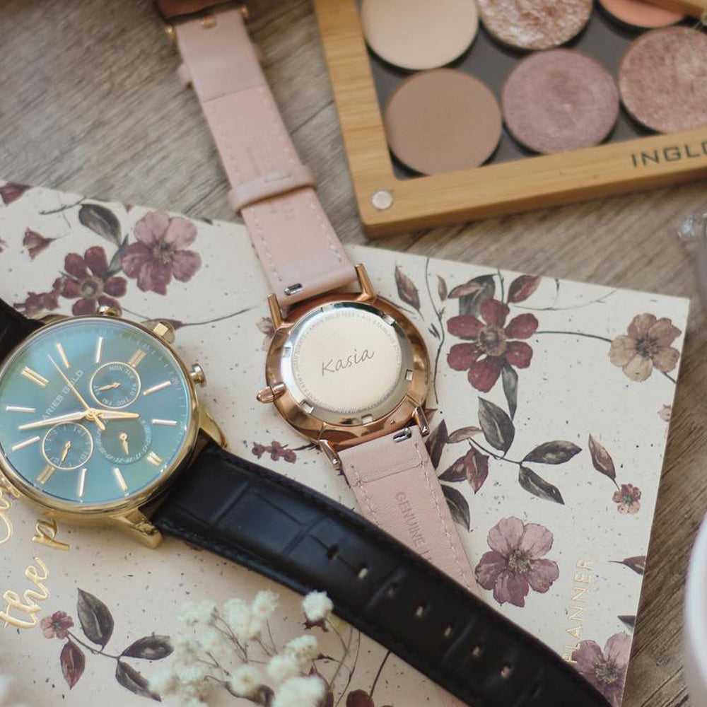 ARIES GOLD URBAN SANTOS L 1023 RG-RG PINK LEATHER STRAP WOMEN'S WATCH - H2 Hub Watches
