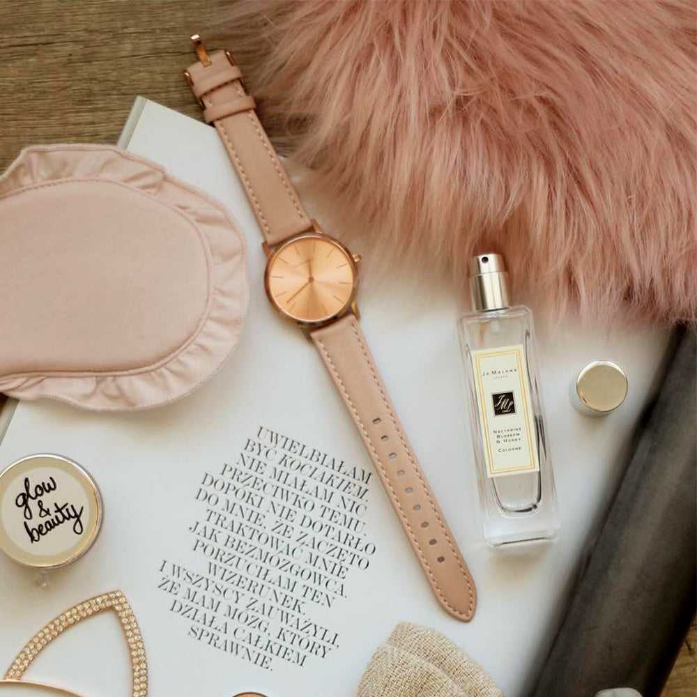 ARIES GOLD URBAN SANTOS L 1023 RG-RG PINK LEATHER STRAP WOMEN'S WATCH - H2 Hub Watches