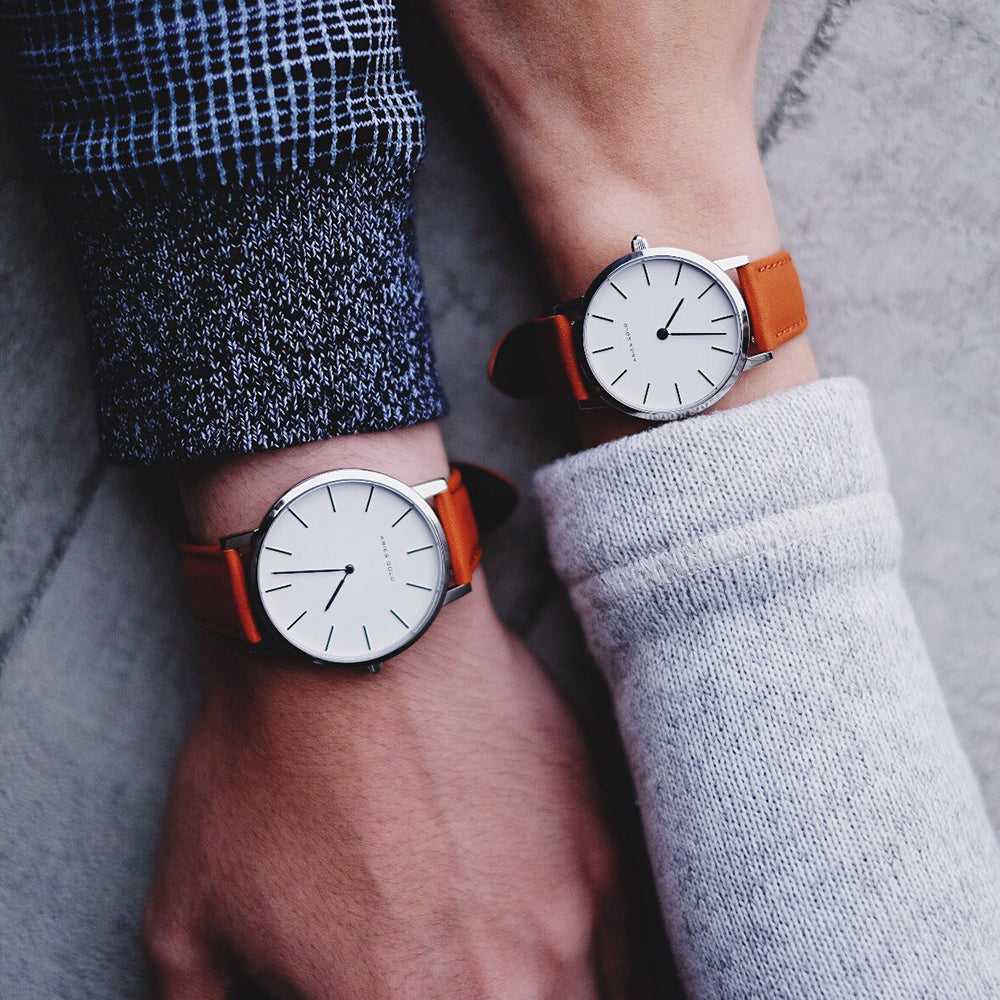 ARIES GOLD URBAN SANTOS SILVER STAINLESS STEEL L 1023 S-W BROWN LEATHER STRAP WOMEN'S WATCH - H2 Hub Watches