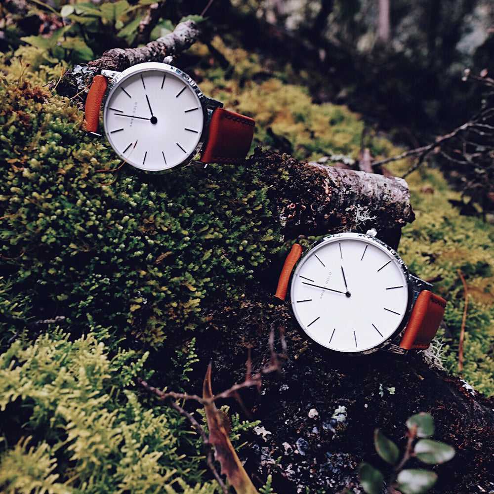 ARIES GOLD URBAN SANTOS SILVER STAINLESS STEEL L 1023 S-W BROWN LEATHER STRAP WOMEN'S WATCH - H2 Hub Watches