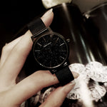 ARIES GOLD COSMO BLACK STAINLESS STEEL L 1024 BK-BK MESH STRAP WOMEN'S WATCH - H2 Hub Watches