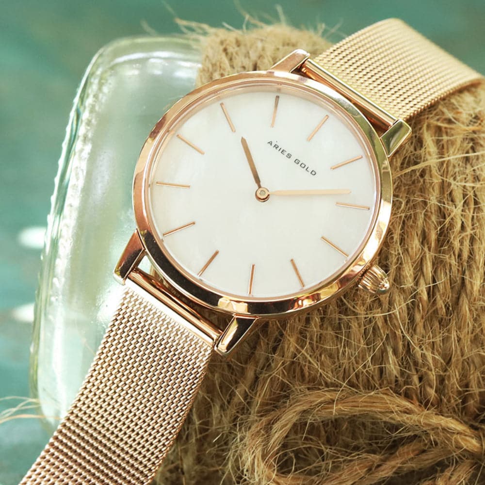 ARIES GOLD COSMO GOLD STAINLESS STEEL L 1024 G-MP MESH STRAP WOMEN'S WATCH - H2 Hub Watches