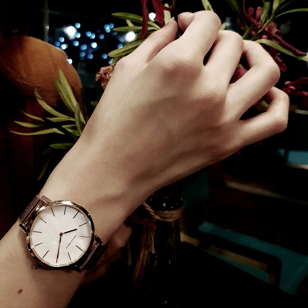 ARIES GOLD COSMO ROSE GOLD STAINLESS STEEL L 1024 RG-MP MESH STRAP WOMEN'S WATCH - H2 Hub Watches
