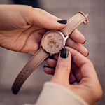 ARIES GOLD URBAN ETERNAL ROSE GOLD STAINLESS STEEL L 1028 RG-BEI DUSTY PINK LEATHER STRAP WOMEN'S WATCH - H2 Hub Watches