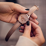 ARIES GOLD URBAN ETERNAL ROSE GOLD STAINLESS STEEL L 1028 RG-BEI DUSTY PINK LEATHER STRAP WOMEN'S WATCH - H2 Hub Watches