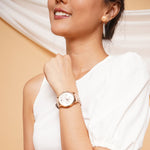 ARIES GOLD URBAN ETERNAL ROSE GOLD STAINLESS STEEL L 1028 RG-BEI DUSTY PINK LEATHER STRAP WOMEN'S WATCH - H2 Hub Watches