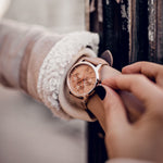 ARIES GOLD URBAN ETERNAL ROSE GOLD STAINLESS STEEL L 1028 RG-BEI DUSTY PINK LEATHER STRAP WOMEN'S WATCH - H2 Hub Watches