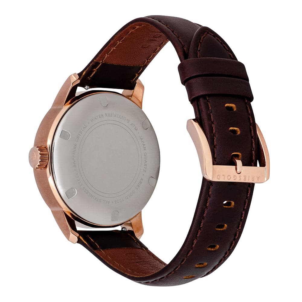 ARIES GOLD URBAN ETERNAL ROSE GOLD STAINLESS STEEL L 1028 RG-S BROWN LEATHER STRAP WOMEN'S WATCH - H2 Hub Watches