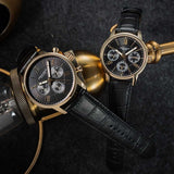 ARIES GOLD URBAN ETERNAL GOLD STAINLESS STEEL L 103 G-BKG BLACK LEATHER STRAP WOMEN'S WATCH - H2 Hub Watches