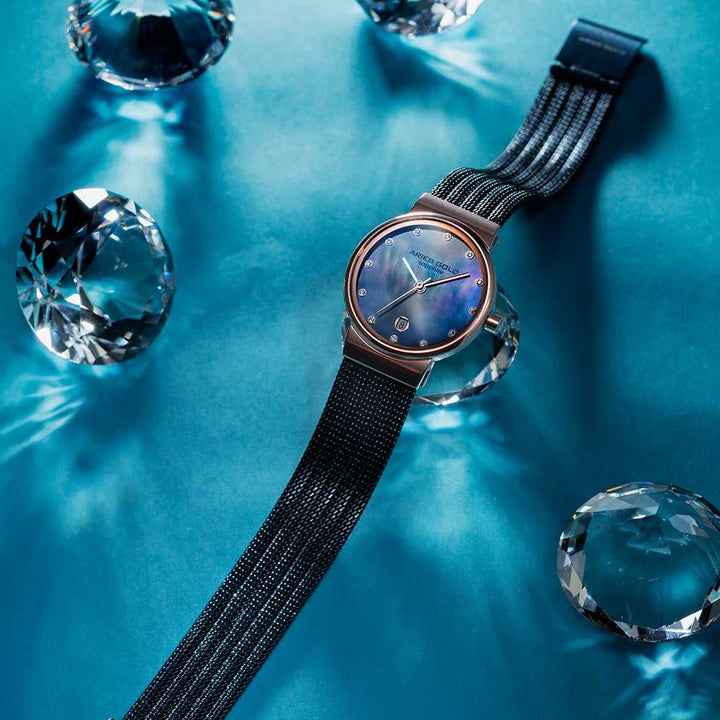 ARIES GOLD ENCHANT CAMILLE ROSE GOLD STAINLESS STEEL L 5002 2TR-BUMOP MESH STRAP WOMEN'S WATCH - H2 Hub Watches