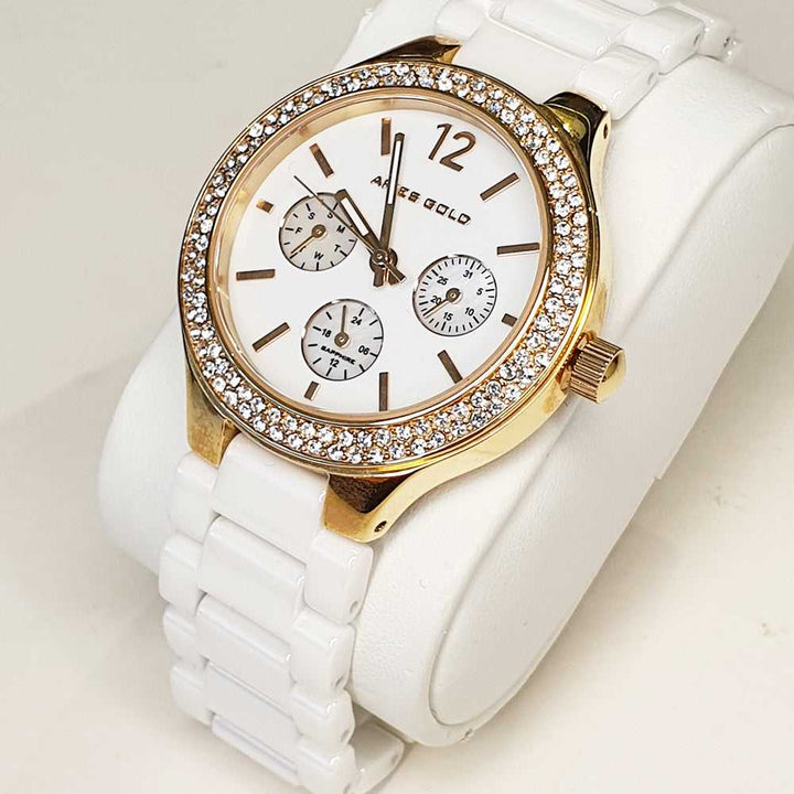 ARIES GOLD L 5004Z G-W WHITE CERAMIC STRAP WOMEN'S WATCH - H2 Hub Watches