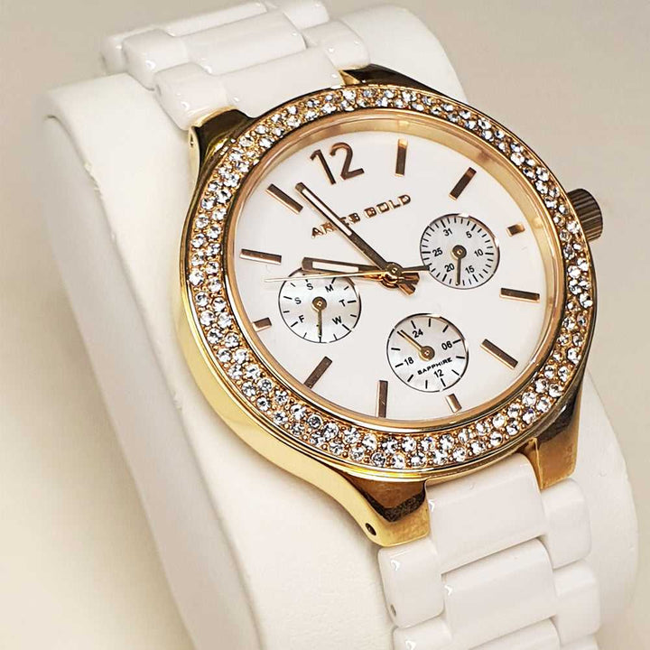 ARIES GOLD L 5004Z G-W WHITE CERAMIC STRAP WOMEN'S WATCH - H2 Hub Watches