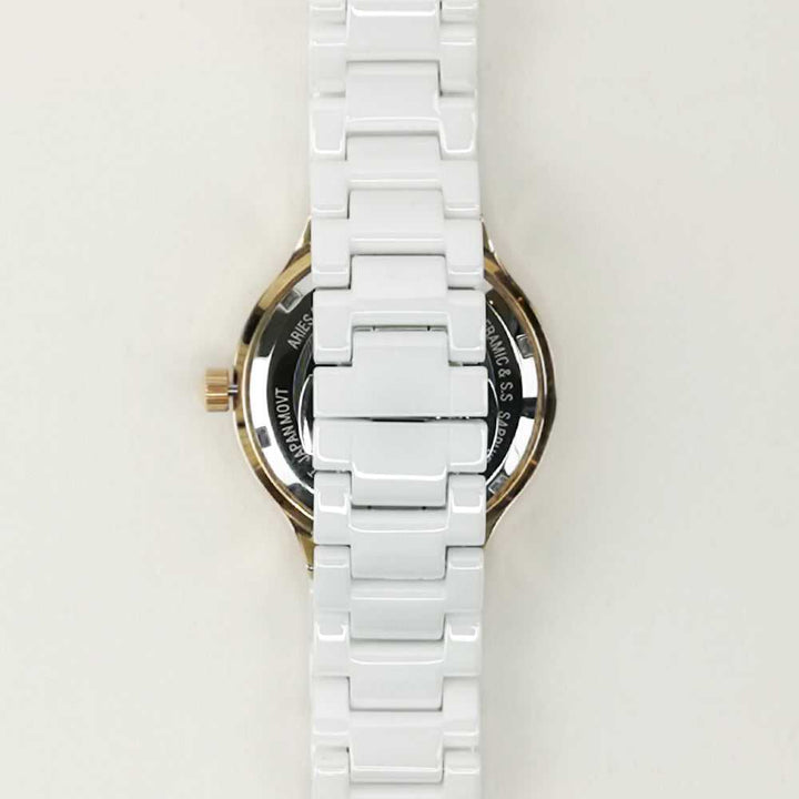 ARIES GOLD L 5004Z G-W WHITE CERAMIC STRAP WOMEN'S WATCH - H2 Hub Watches