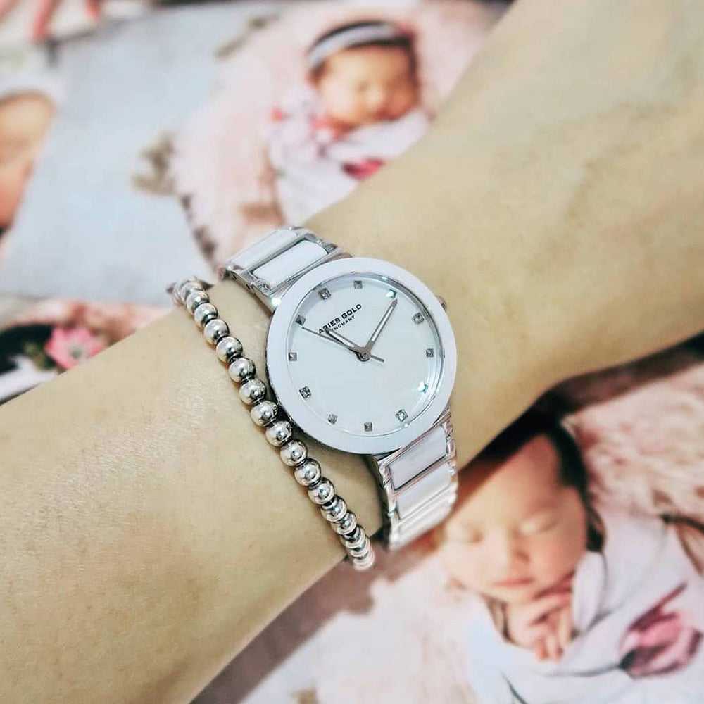 ARIES GOLD ENCHANT PERSIA L 5006Z S-MP WHITE CERAMIC WOMEN'S WATCH - H2 Hub Watches