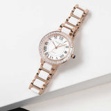 ARIES GOLD ENCHANT CAPELLA ROSE GOLD STAINLESS STEEL L 5015Z RG-W WHITE CERAMIC WOMEN'S WATCH - H2 Hub Watches