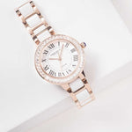 ARIES GOLD ENCHANT CAPELLA ROSE GOLD STAINLESS STEEL L 5015Z RG-W WHITE CERAMIC WOMEN'S WATCH - H2 Hub Watches
