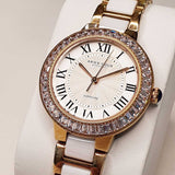 ARIES GOLD ENCHANT CAPELLA ROSE GOLD STAINLESS STEEL L 5015Z RG-W WHITE CERAMIC WOMEN'S WATCH - H2 Hub Watches