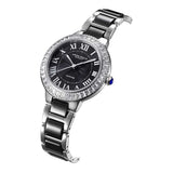 ARIES GOLD ENCHANT CAPELLA SILVER STAINLESS STEEL L 5015Z S-BK BLACK CERAMIC WOMEN'S WATCH - H2 Hub Watches