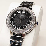 ARIES GOLD ENCHANT CAPELLA SILVER STAINLESS STEEL L 5015Z S-BK BLACK CERAMIC WOMEN'S WATCH - H2 Hub Watches