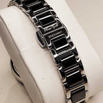 ARIES GOLD ENCHANT CAPELLA SILVER STAINLESS STEEL L 5015Z S-BK BLACK CERAMIC WOMEN'S WATCH - H2 Hub Watches