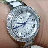 ARIES GOLD ENCHANT CAPELLA SILVER STAINLESS STEEL L 5015Z S-W WHITE CERAMIC WOMEN'S WATCH