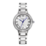 ARIES GOLD ENCHANT CAPELLA SILVER STAINLESS STEEL L 5015Z S-W WHITE CERAMIC WOMEN'S WATCH