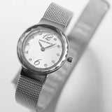 ARIES GOLD ENCHANT JEWEL SILVER STAINLESS STEEL L 5026 S-MOP MESH STRAP WOMEN'S WATCH - H2 Hub Watches