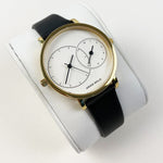 ARIES GOLD WANDERER GOLD STAINLESS STEEL L 5027 G-W BLACK LEATHER STRAP WOMEN'S WATCH - H2 Hub Watches