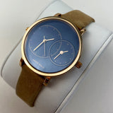 ARIES GOLD WANDERER ROSE GOLD STAINLESS STEEL L 5027 RG-BU BROWN LEATHER STRAP WOMEN'S WATCH - H2 Hub Watches