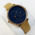 ARIES GOLD WANDERER ROSE GOLD STAINLESS STEEL L 5027 RG-BU BROWN LEATHER STRAP WOMEN'S WATCH - H2 Hub Watches