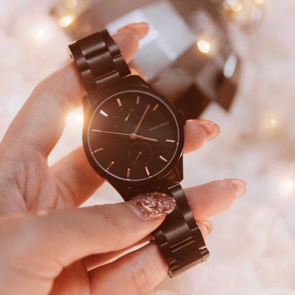 ARIES GOLD ENCHANT BLACK STAINLESS STEEL LIBERTY L 5031 BK-BK WOMEN'S WATCH - H2 Hub Watches