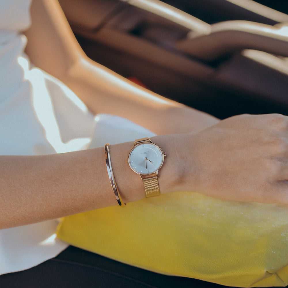 ARIES GOLD ENCHANT GOLD STAINLESS STEEL L 5033Z G-W MESH STRAP WOMEN'S WATCH - H2 Hub Watches