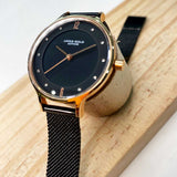 ARIES GOLD ENCHANT ROSE GOLD STAINLESS STEEL L 5033Z RG-BK MESH STRAP WOMEN'S WATCH - H2 Hub Watches