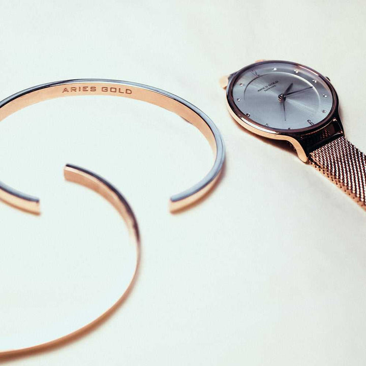 ARIES GOLD ENCHANT L 5033Z RG-W MESH STRAP WOMEN'S WATCH - H2 Hub Watches