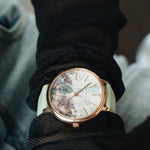 ARIES GOLD ENCHANT FLEUR ROSE GOLD STAINLESS STEEL L 5035A RG-GNFL TURQUOISE LEATHER STRAP WOMEN'S WATCH - H2 Hub Watches
