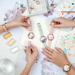 ARIES GOLD ENCHANT FLEUR ROSE GOLD STAINLESS STEEL L 5035A RG-GNFL TURQUOISE LEATHER STRAP WOMEN'S WATCH - H2 Hub Watches