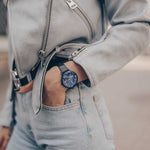 ARIES GOLD ENCHANT FLEUR BLUE L 5035 PUR-TL LEATHER STRAP WOMEN'S WATCH - H2 Hub Watches