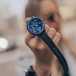 ARIES GOLD ENCHANT FLEUR BLUE L 5035 PUR-TL LEATHER STRAP WOMEN'S WATCH - H2 Hub Watches