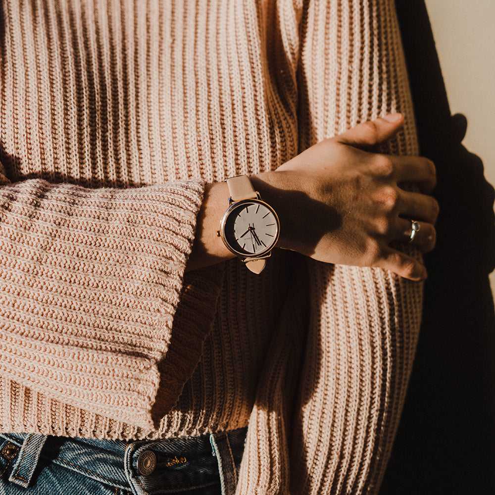 ARIES GOLD ENCHANT FLEUR ROSE GOLD STAINLESS STEEL L 5035 RG-GY LEATHER STRAP WOMEN'S WATCH - H2 Hub Watches