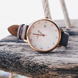 ARIES GOLD ENCHANT FLEUR ROSE GOLD STAINLESS STEEL L 5035 RG-MP LEATHER STRAP WOMEN'S WATCH - H2 Hub Watches