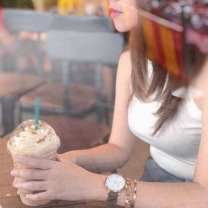 ARIES GOLD ENCHANT FLEUR ROSE GOLD STAINLESS STEEL L 5035 RG-MP LEATHER STRAP WOMEN'S WATCH - H2 Hub Watches