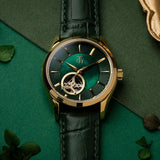 Aries Gold Goldex 8023 Green Dial And Leather Strap Women Watch L 8023 G-GN