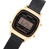 Casio General Digital Black Milanese Strap Unisex Watch LA670WEMB-1DF-P