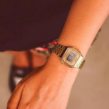 Casio General Digital With Gold Stainless Steel Strap Women Watch LA680WGA-9BDF-P