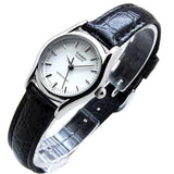 CASIO LTP-1094E-7ARDF-P BLACK LEATHER STRAP WOMENS WATCH
