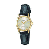 CASIO LTP-1094Q-7ARDF-P BLACK LEATHER WOMEN WATCH