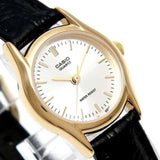 CASIO LTP-1094Q-7ARDF-P BLACK LEATHER WOMEN WATCH