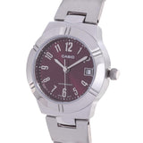 Casio General Red Dial With Silver Stainless Steel Strap Women Watch LTP-1241D-4A2DF-P
