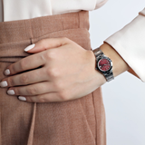 Casio General Red Dial With Silver Stainless Steel Strap Women Watch LTP-1241D-4A2DF-P